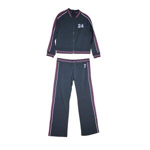 New Y2K BCBG Max Azria Track Suit XL Embroidered Wide Leg Stripe Baddie Rare